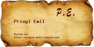 Priegl Emil névjegykártya